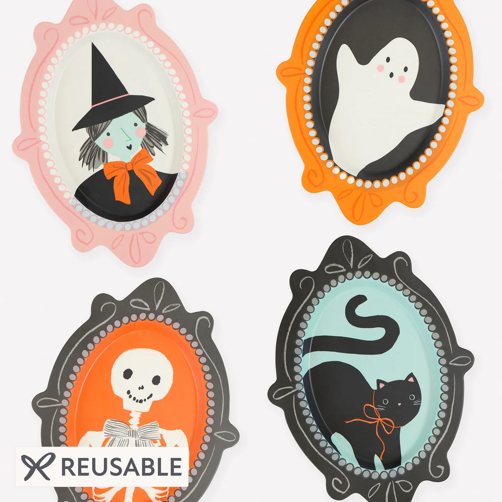 Platos de retratos de Halloween reutilizables