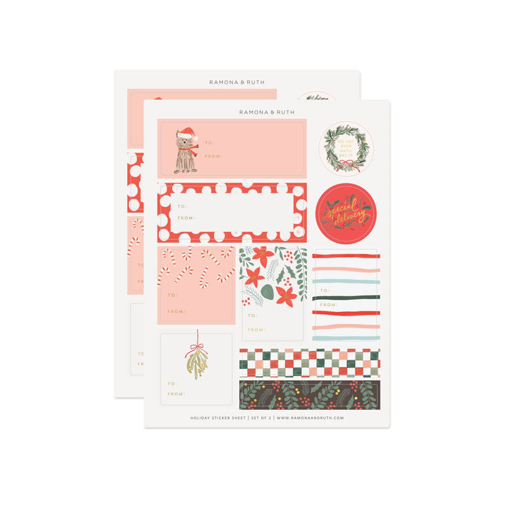 Set de stickers navideños para etiquetas de regalo