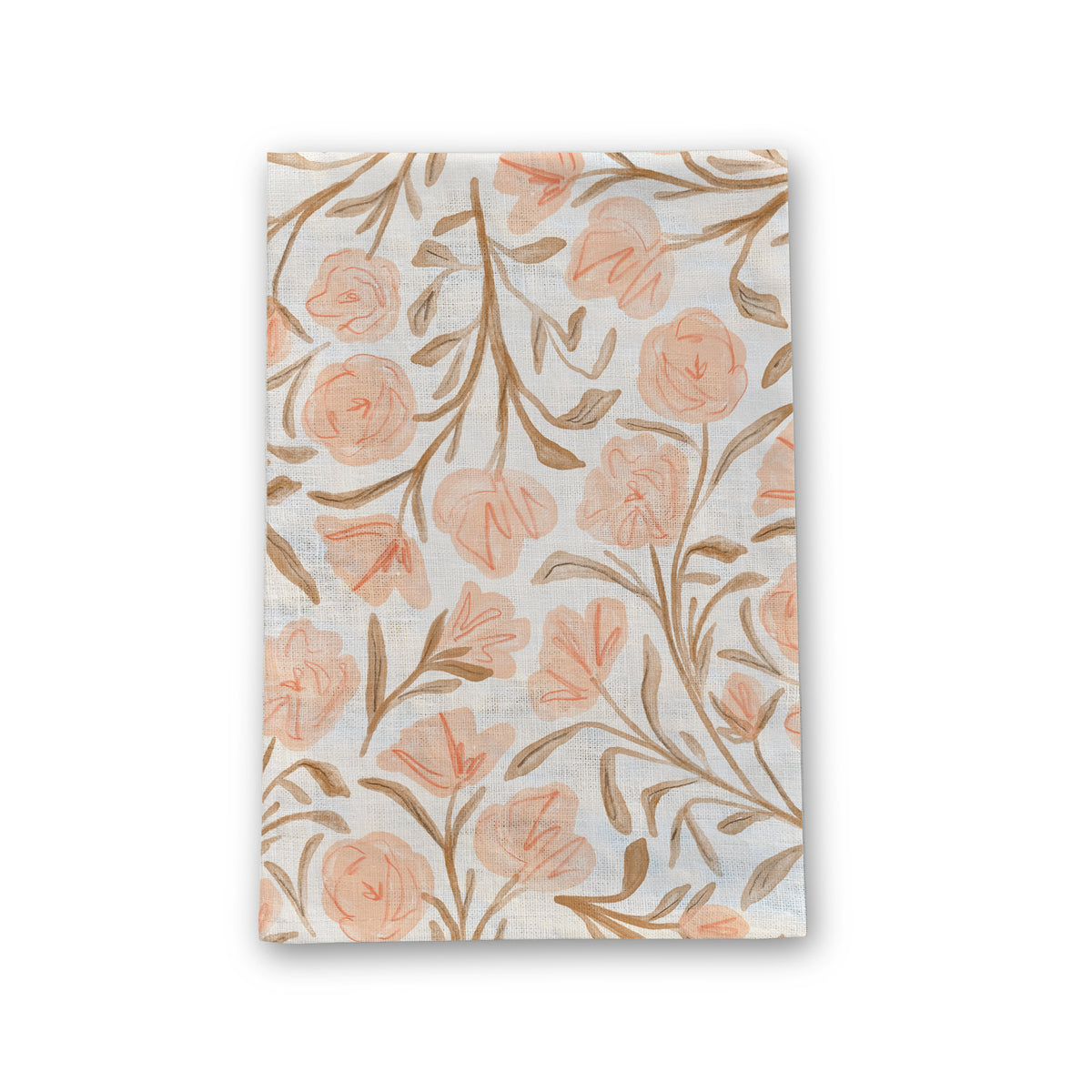 Toalla de cocina de lino flores rosas