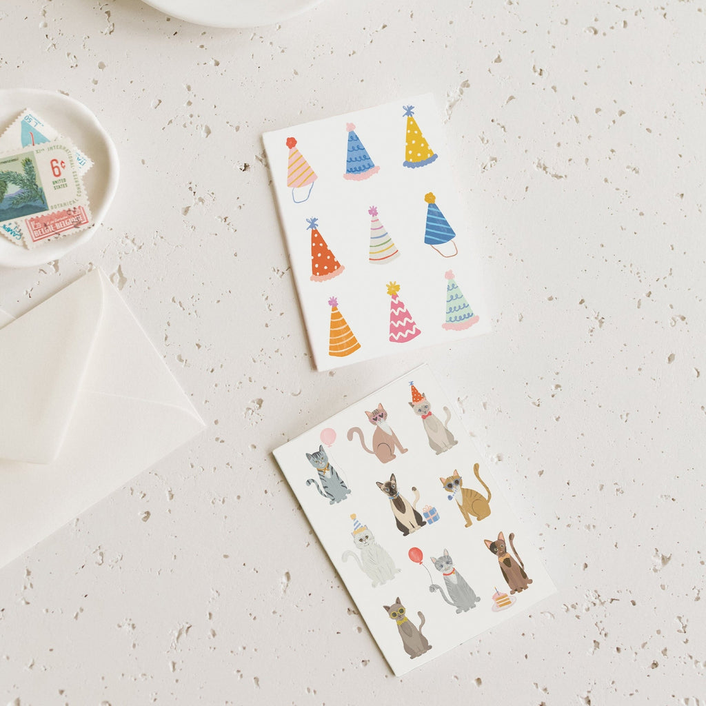 Mini tarjeta de cumpleaños gorros con sobre