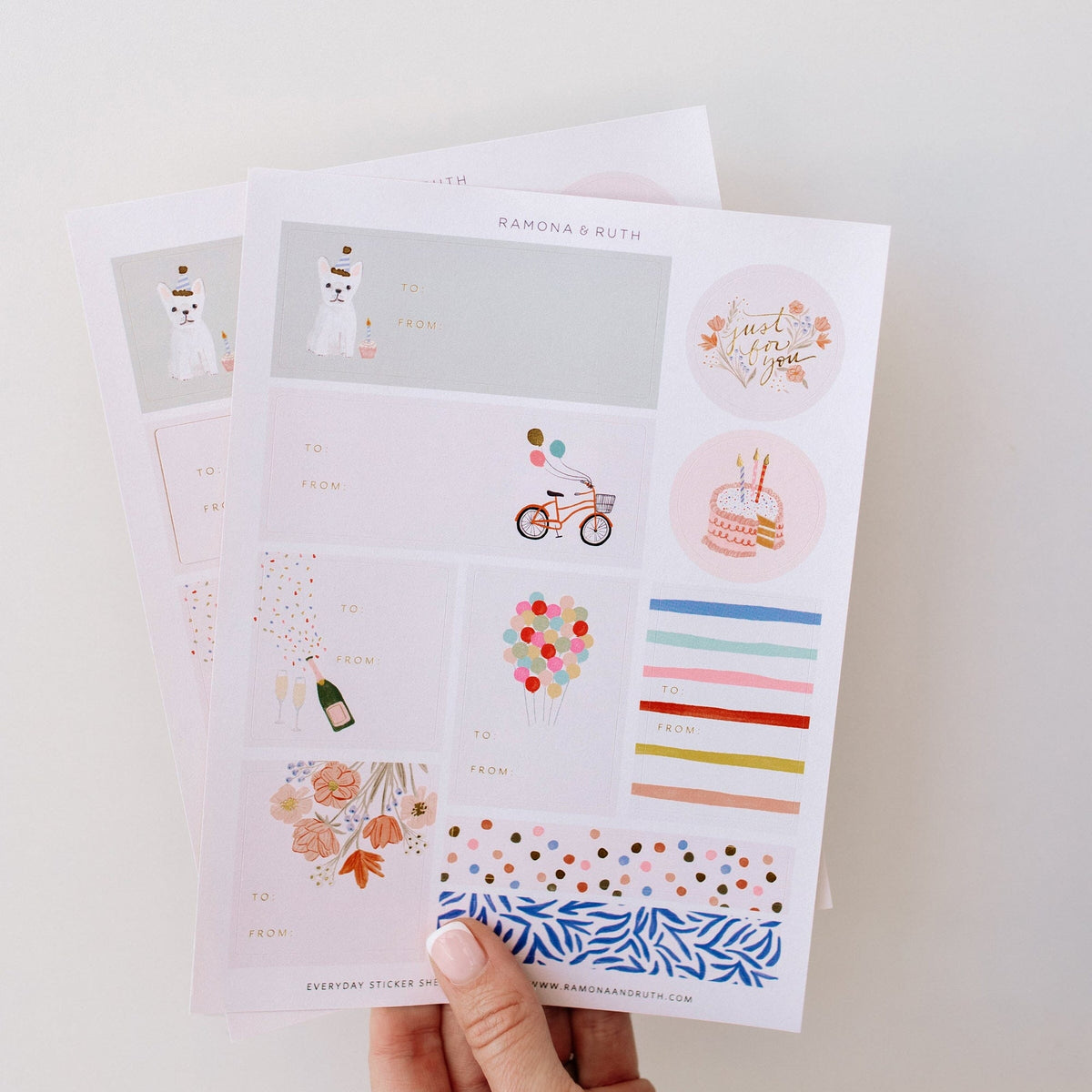 Set de stickers para etiquetas de regalo en uso