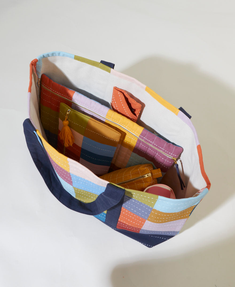 Tote Checkered Canvas color Mosaic, interior de lona