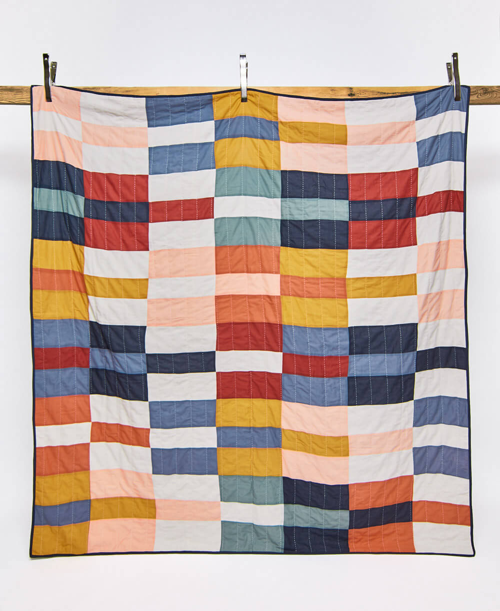 Colcha patchwork Multi-Check de cuadros de colores, vista completa