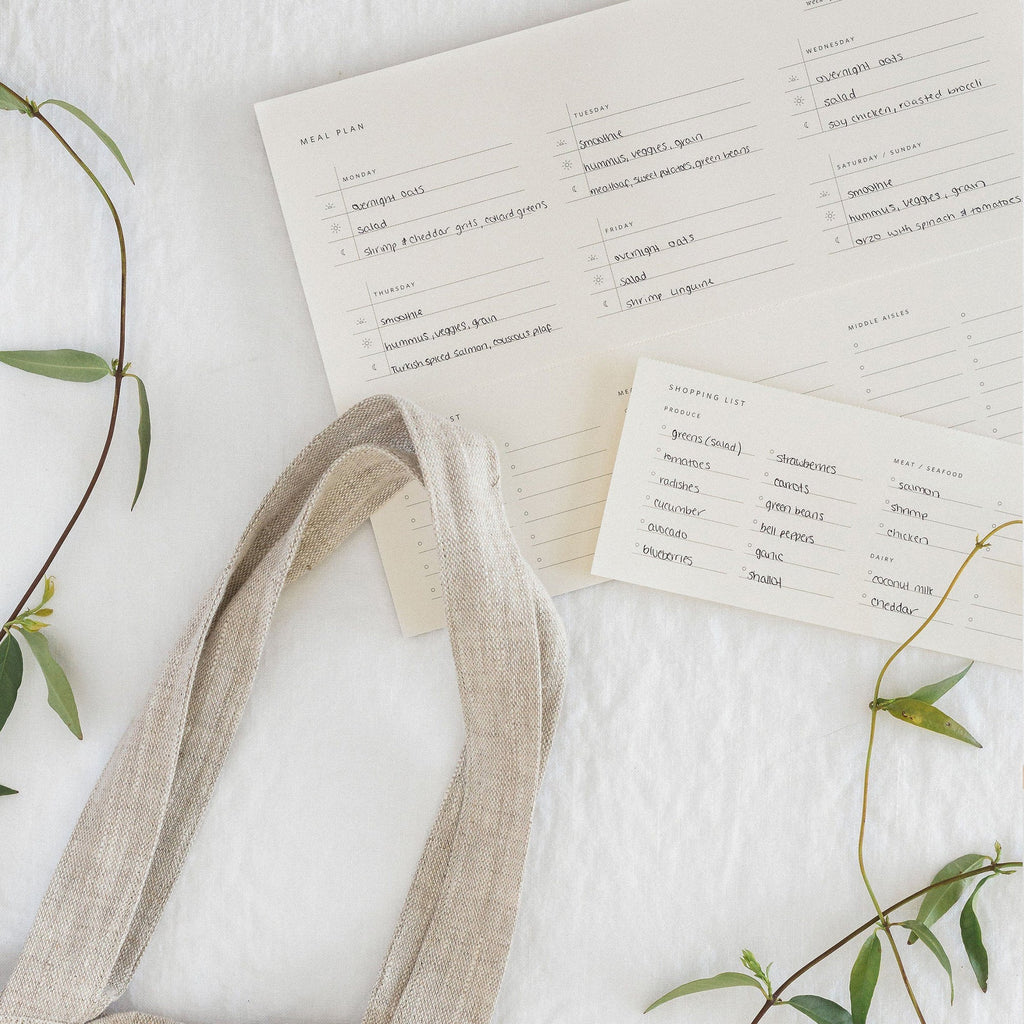 Bloc planeador semanal de comidas, detalle
